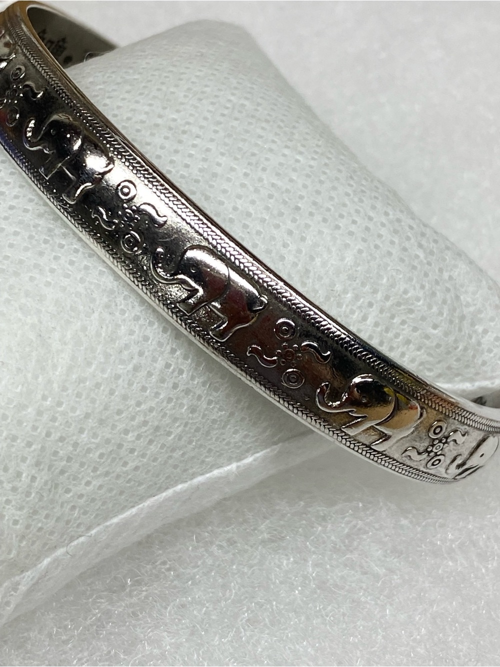 Sterling Silver Engraved Elephant  Cuff Bracelet